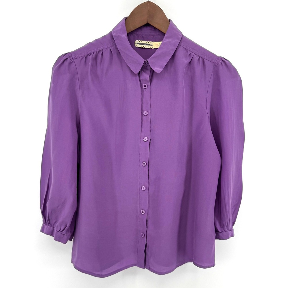 Pins and Needles Silk Blouse Women S Purple Quiet Luxury Feminine Professional